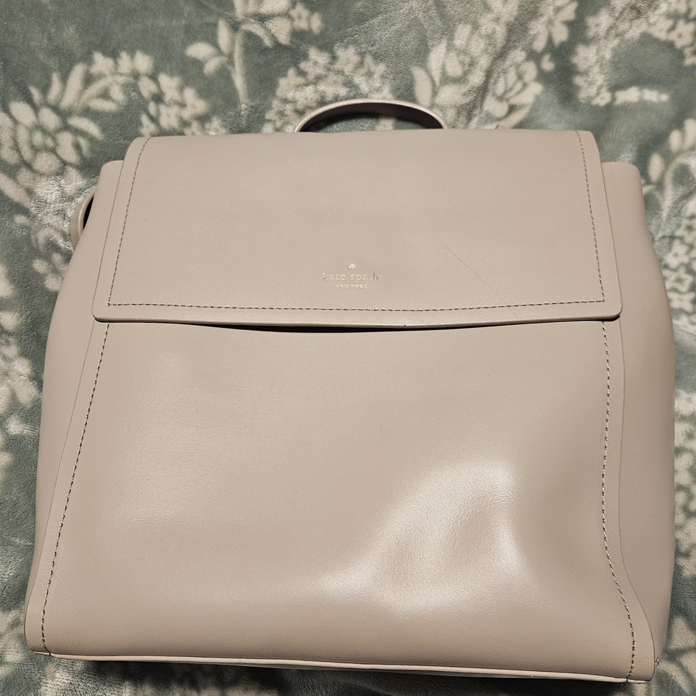 Kate Spade Medium Somerville Beige And Pink Smooth Leather Open Flap Backpack